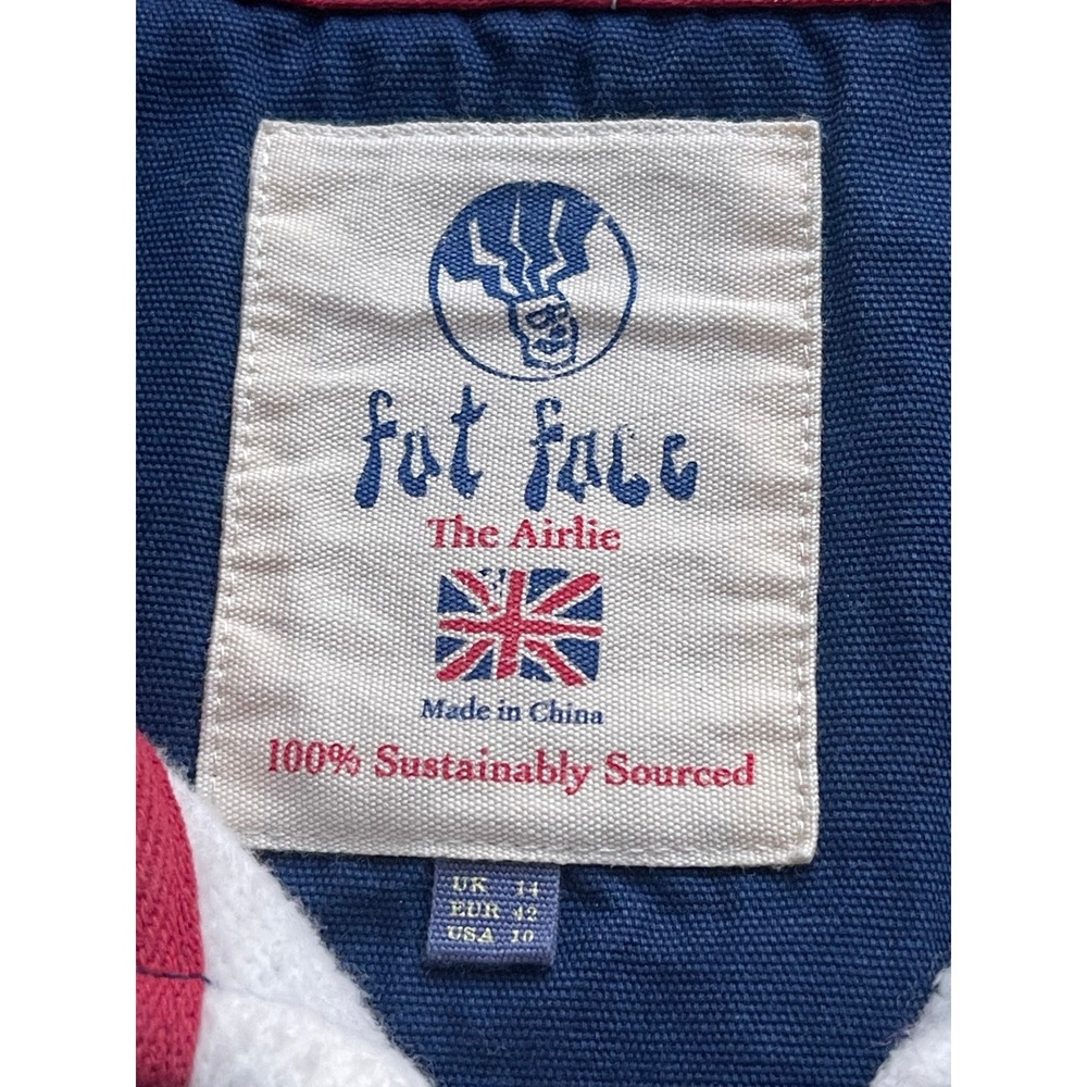FatFace The Airlie Womens Patriotic‎ Ecru Quarter Zip Cotton Pique USA Flag M - Picture 5 of 11